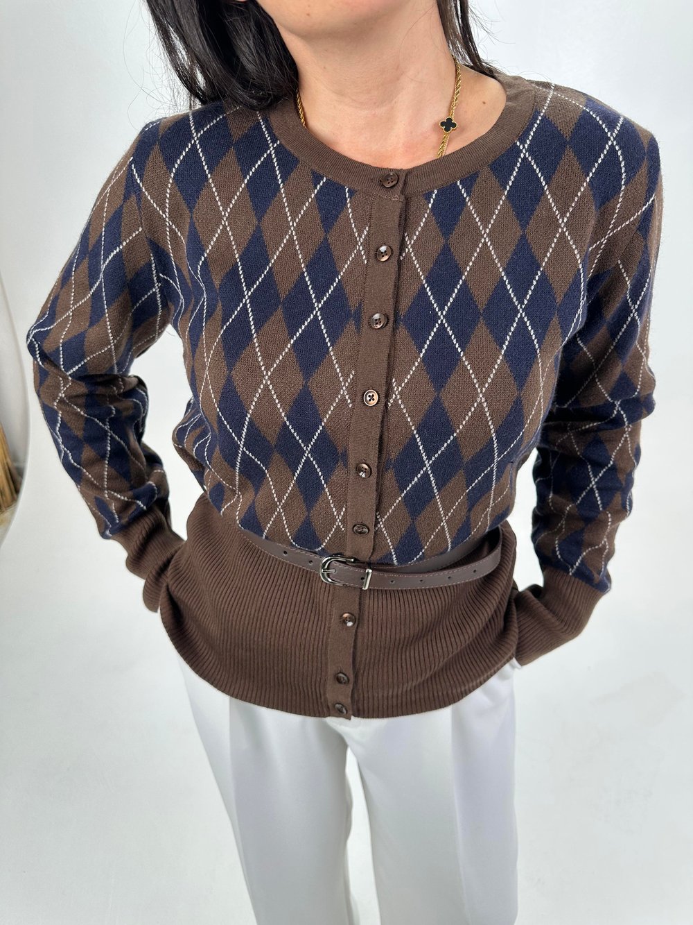 BAKLAVA DESEN KEMERLİ TRİKO
