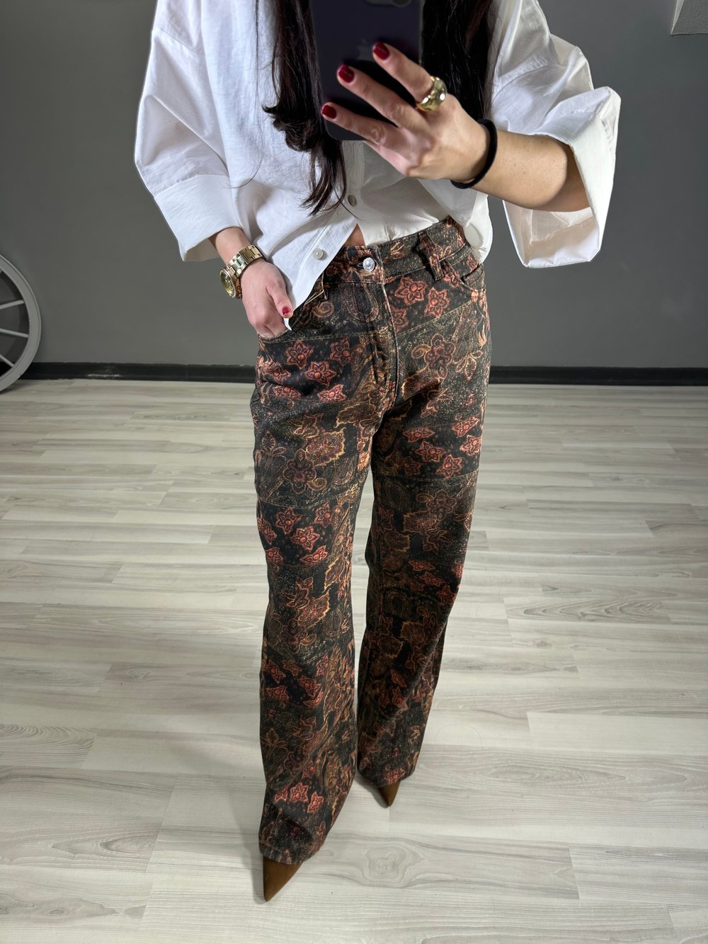 DESENLİ YÜKSEL BEL PANTOLON