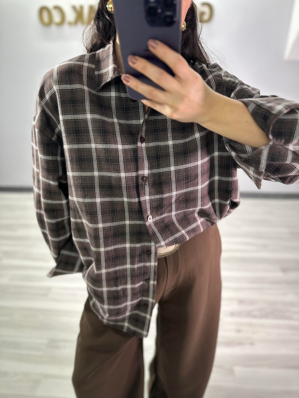 KAHVE EKOSE DESENLİ ODUNCU GÖMLEK