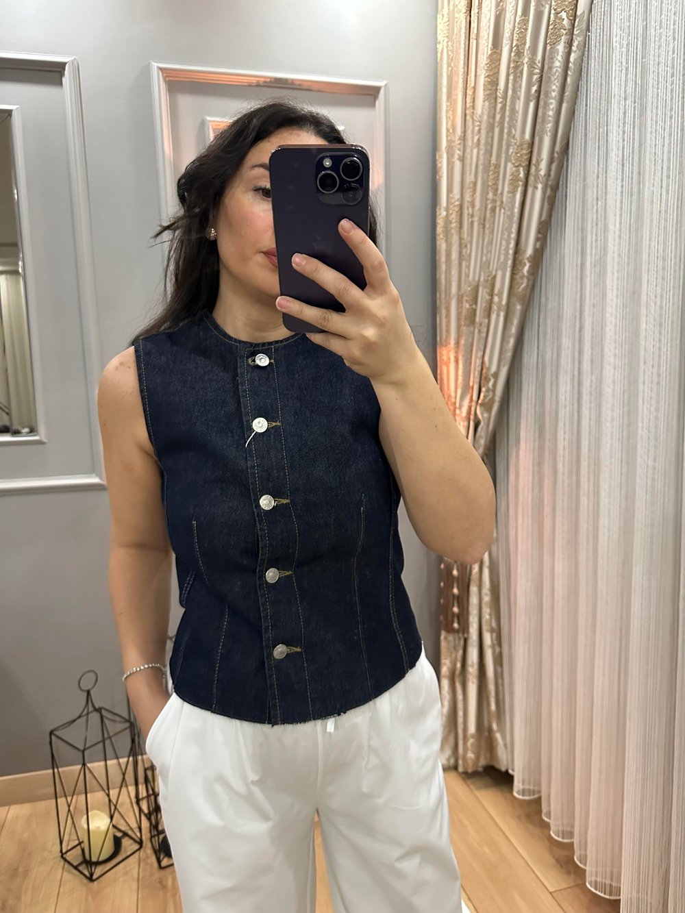 LACİVERT ÖNDEN DÜĞMELİ YELEK