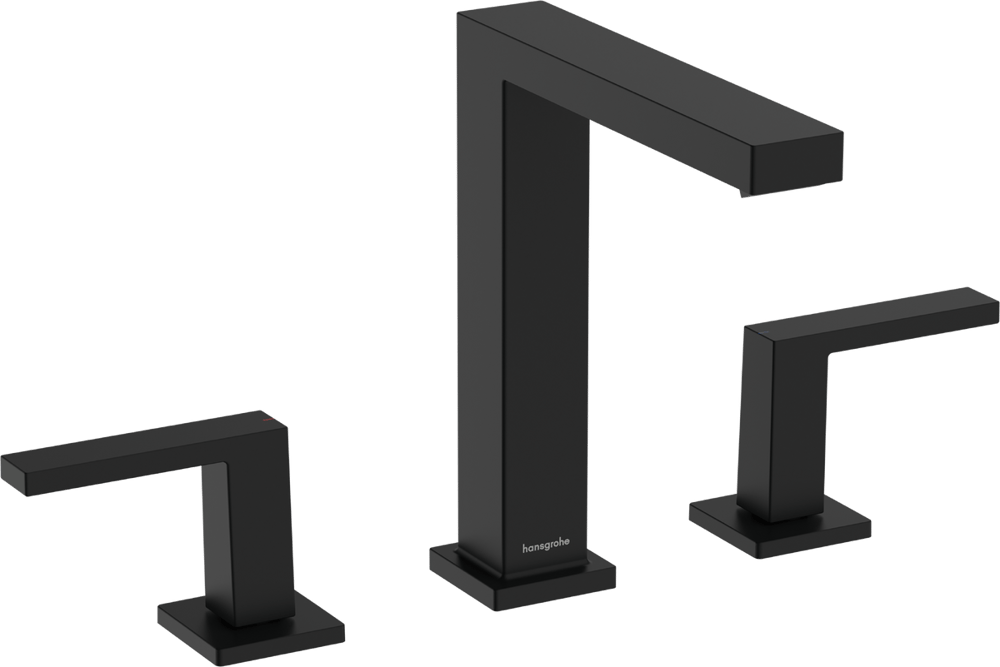 Hansgrohe Tecturis EcoSmart+ Bas-Aç Gider Seti İle Satin Siyah 3 Delikli Lavabo Bataryası