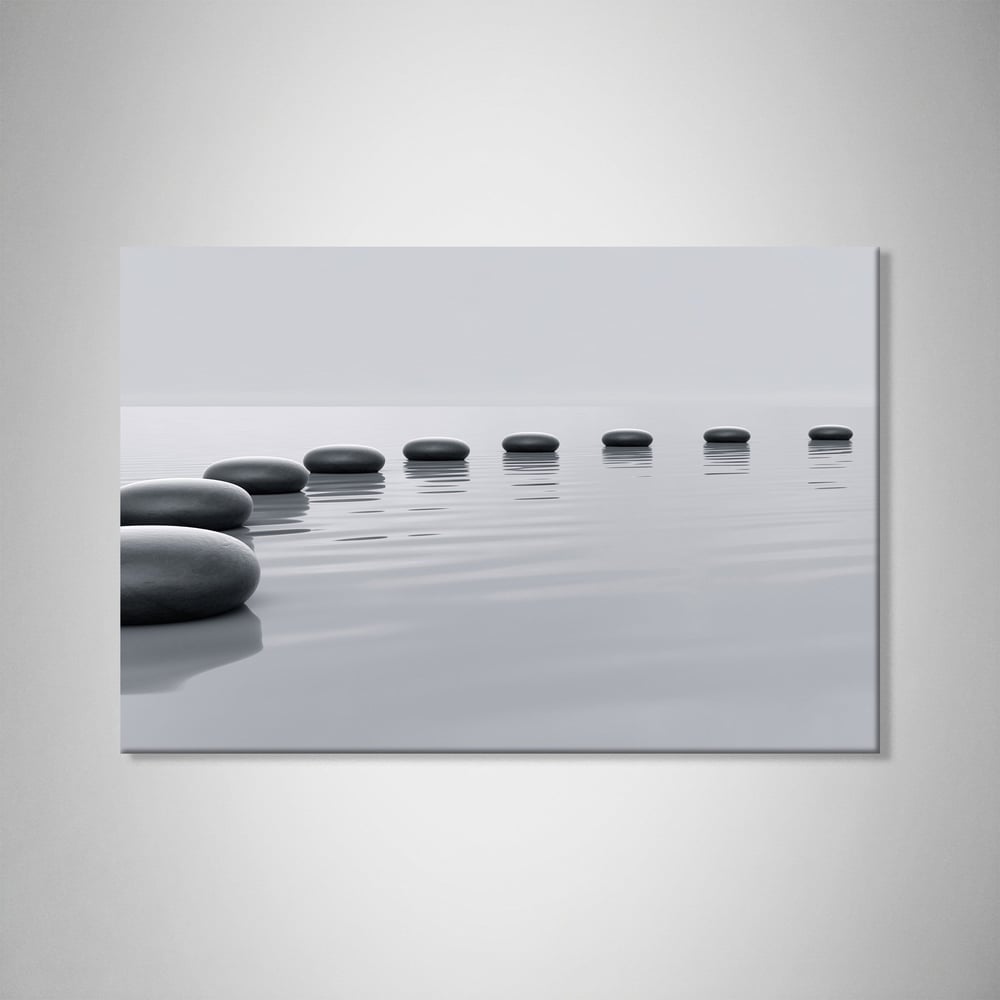 Zen Taşları Kanvas Tablo | Minimal Spa ve Meditasyon Duvar Tablosu