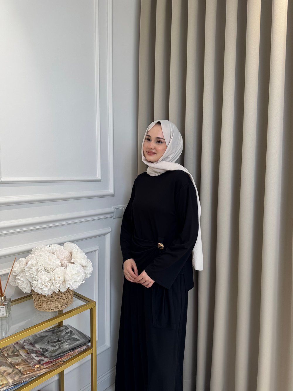 ALMARWAH Broş Detaylı Pantolon Takım Siyah