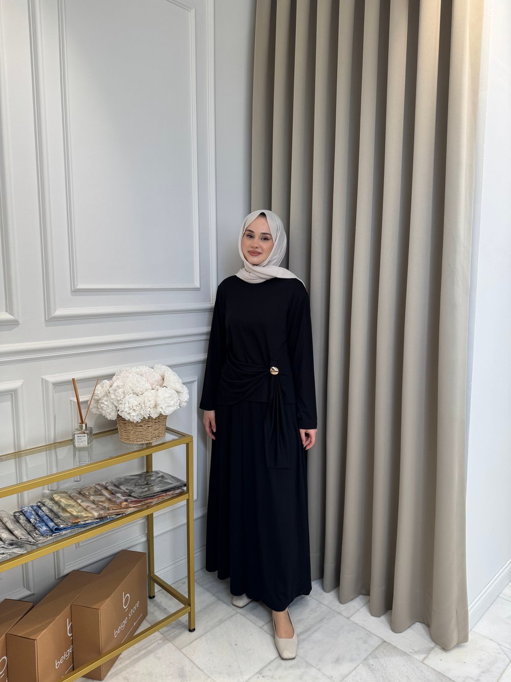 ALMARWAH Broş Detaylı Pantolon Takım Siyah