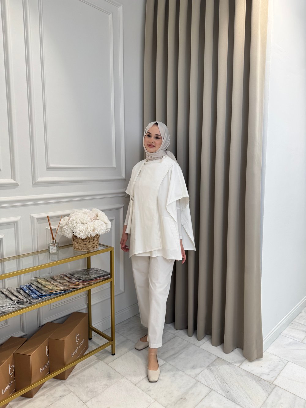 ALMARWAH Havuç Pantolon Beyaz
