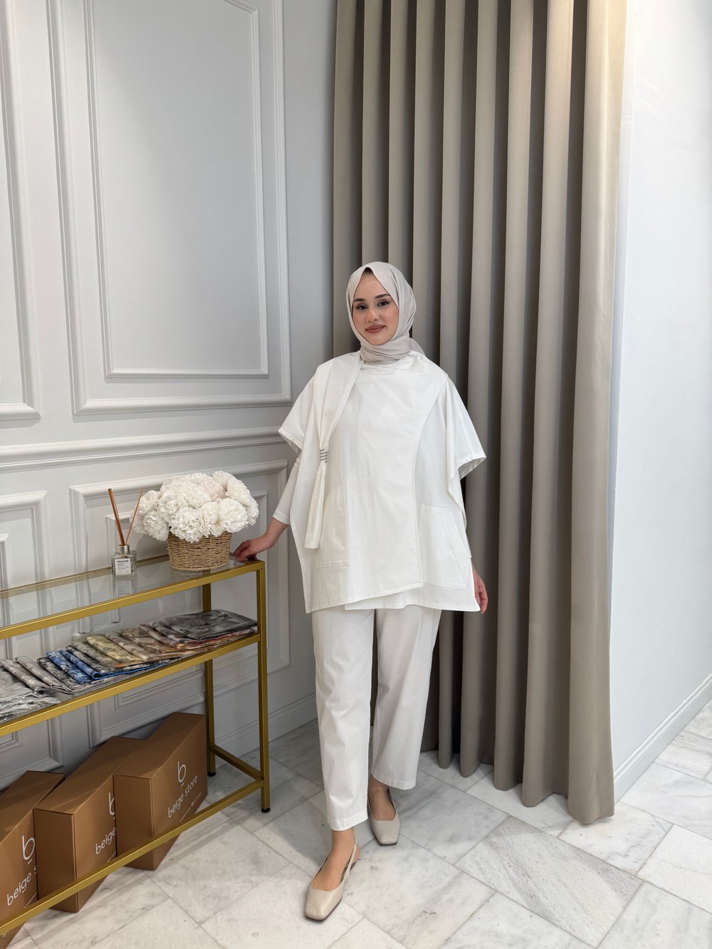 ALMARWAH Havuç Pantolon Beyaz