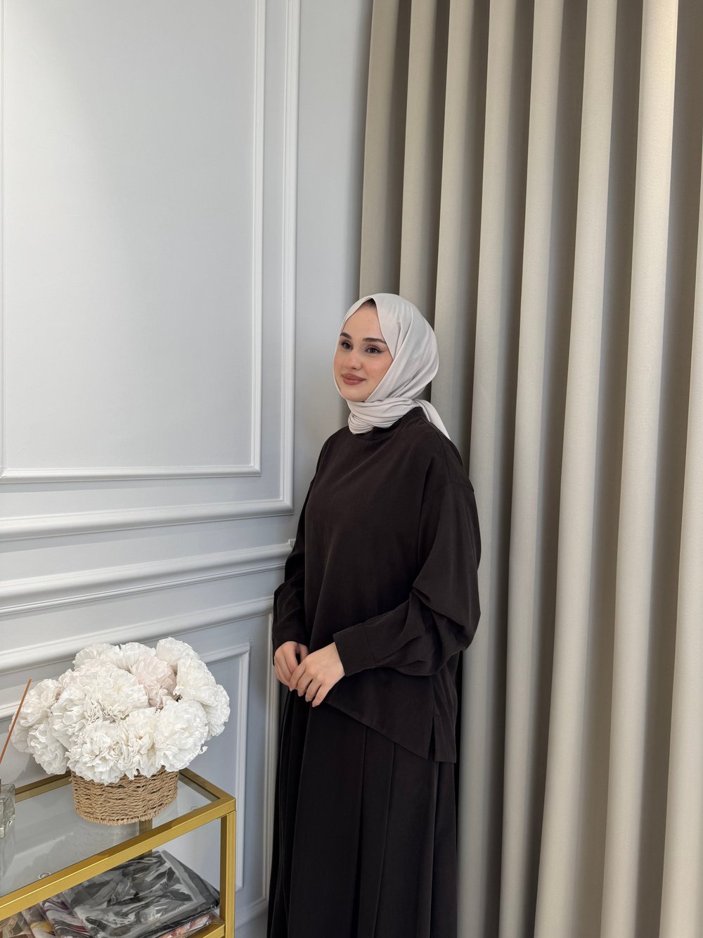 ALMARWAH Tensel Etek Takım Kahverengi