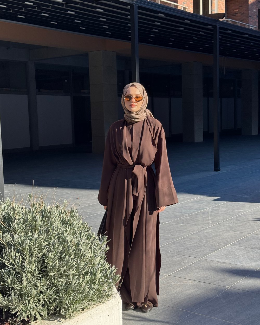 Celina  Abaya Takım Kahverengi