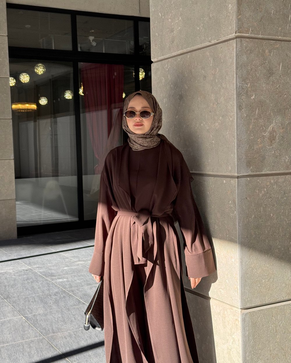 Celina  Abaya Takım Kahverengi