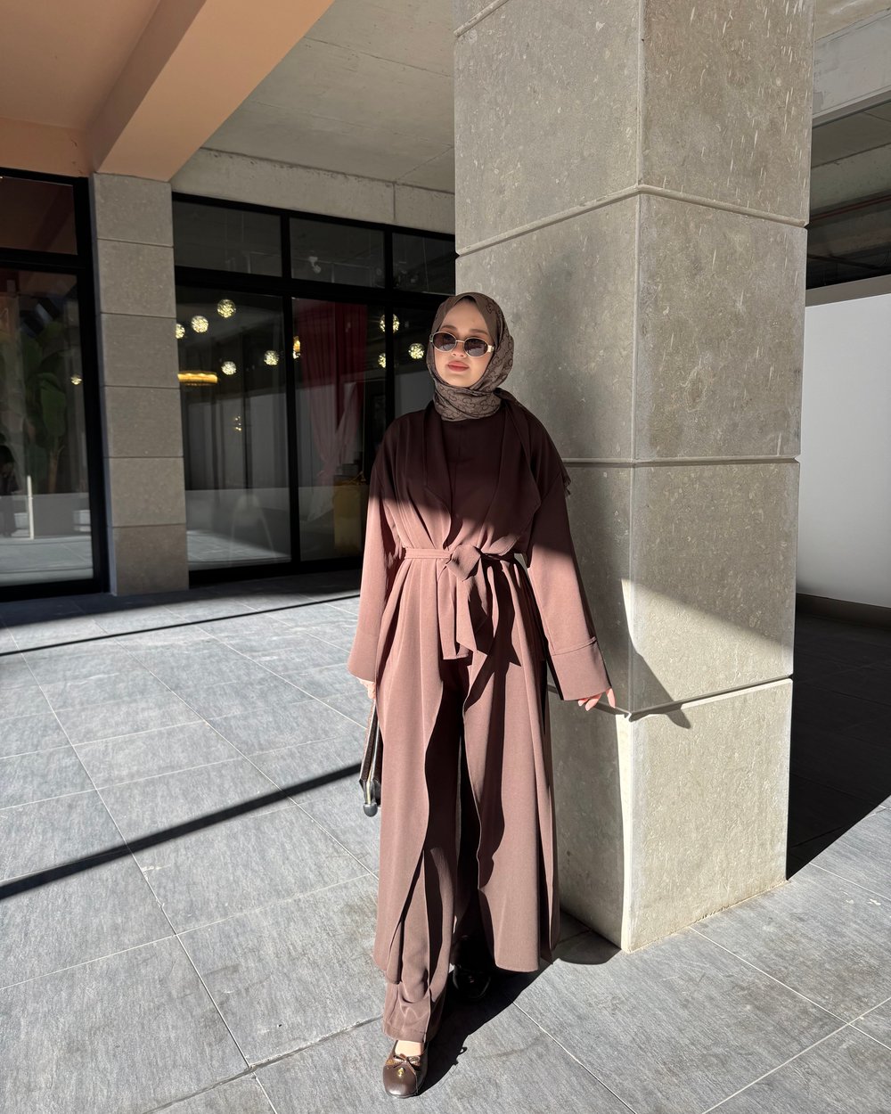 Celina  Abaya Takım Kahverengi