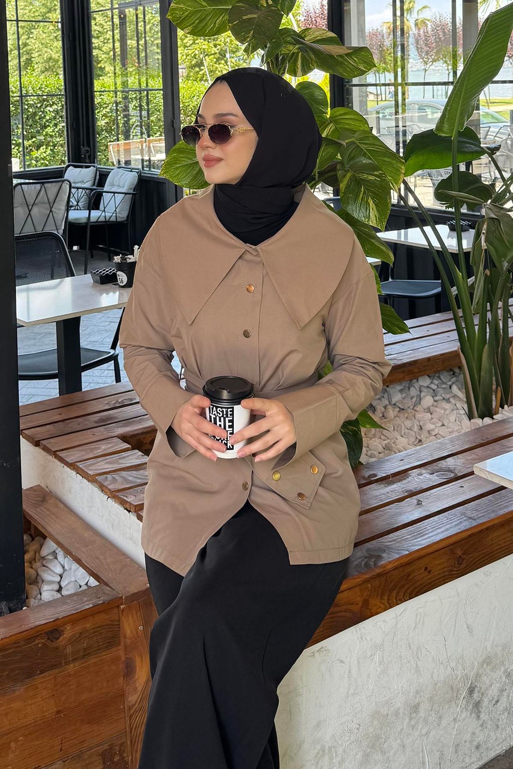 Çıtçıt Kemer Detaylı Gömlek Açık Kahve