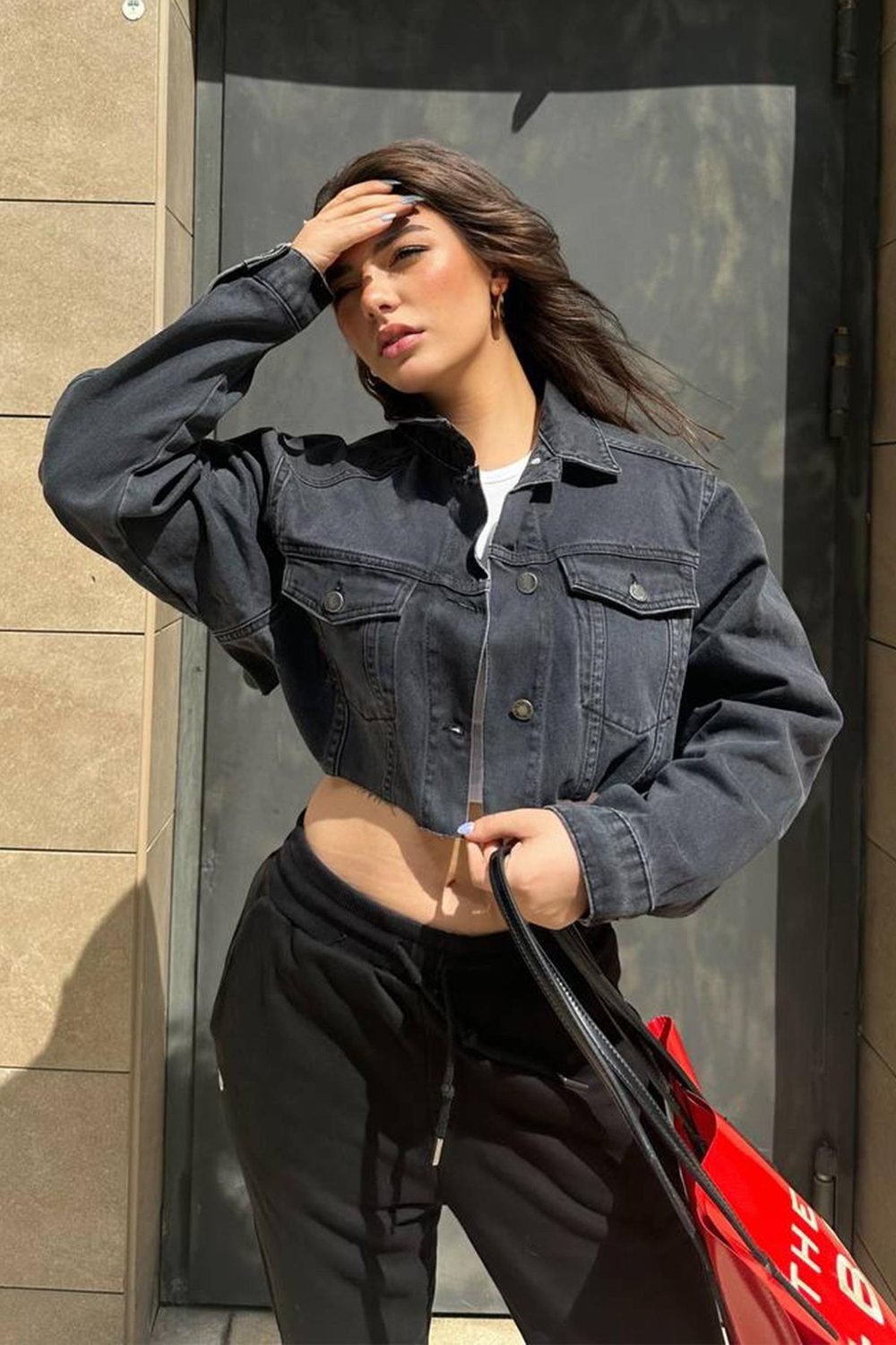 The Bark Crop Top Kadın Jean Ceket 1039D-572 Siyah
