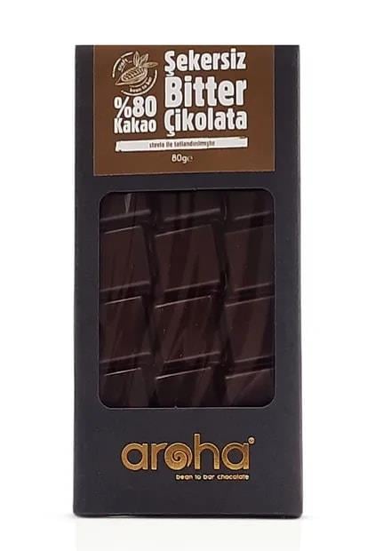 AROHA STEVİALI BİTTER ÇİKOLATA %0 KAKAO