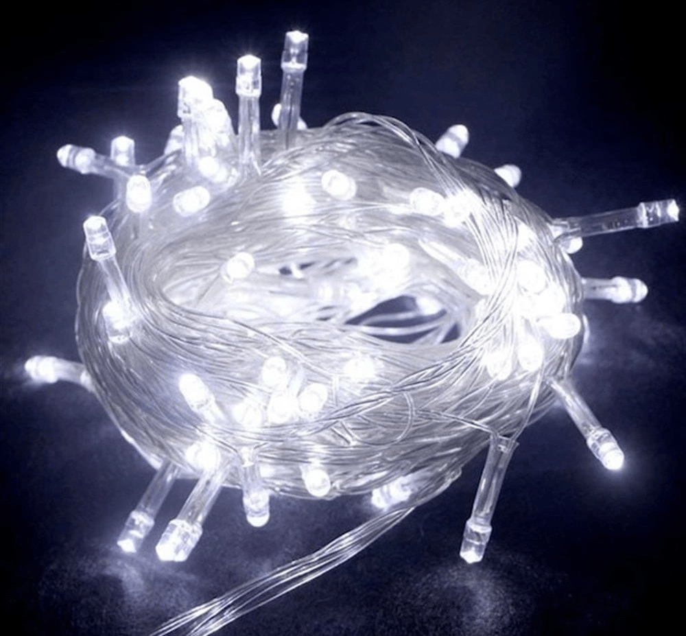 10m 100 Led Boncuk Lamba Beyaz Işık Şeffaf Kablo Mz-18-11
