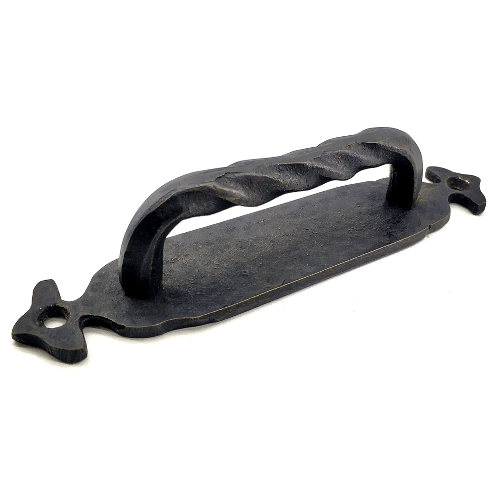 Antika Tarz Dekoratif Pirinç Burgulu Çekme Kol - 148x33 Mm, Oksit