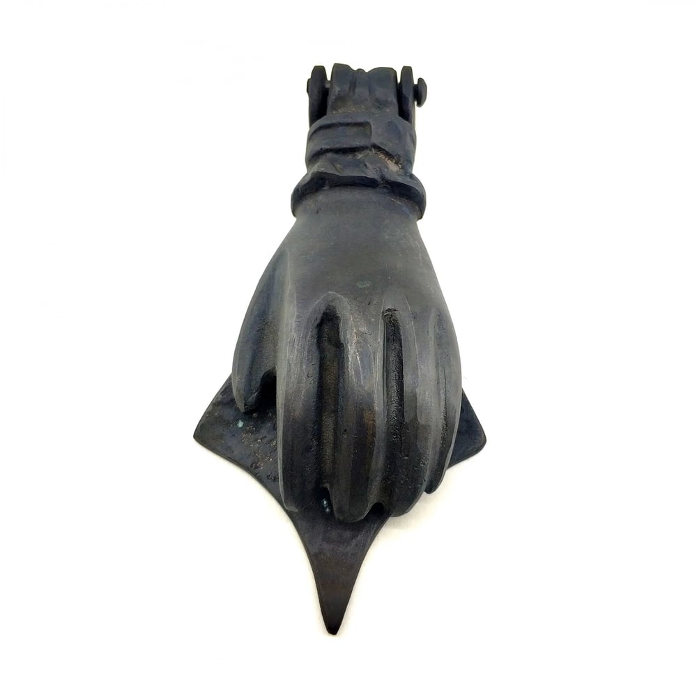 Antika Tarz Dekoratif Pirinç El Kapı Tokmağı, Taktak - 167x75 Mm, Oksit