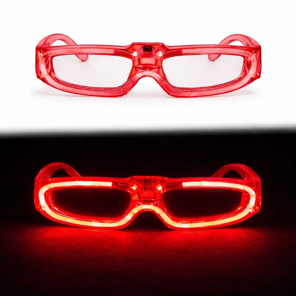 Kırmızı Led Işıklı Parti Gözlüğü 3 Modlu – Glow  Gece Eğlence Gözlüğü