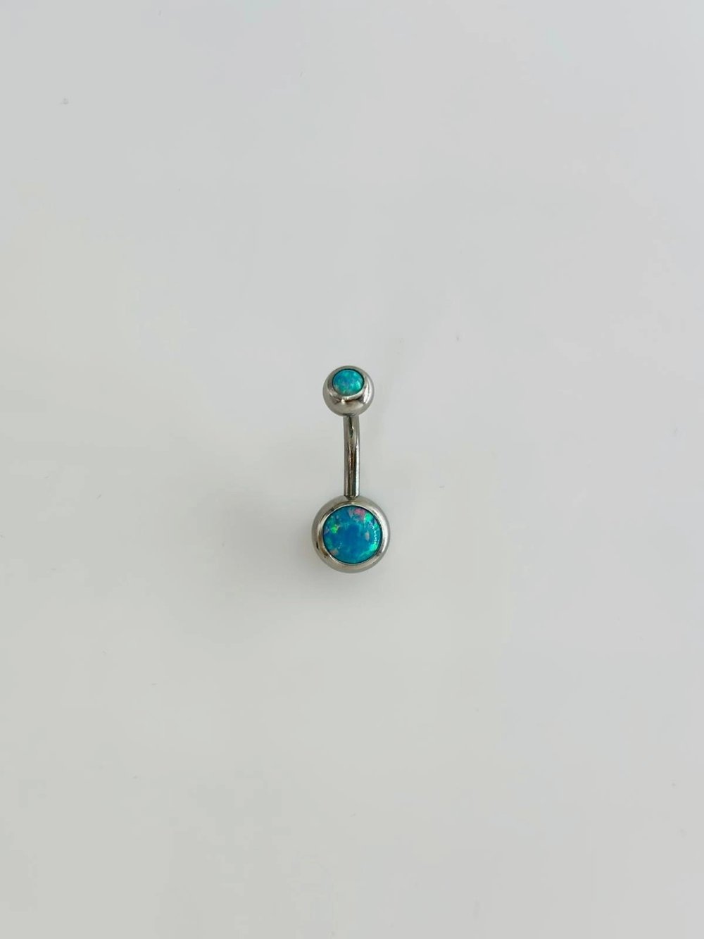 Mavi Opal Taş Detaylı Göbek Piercing