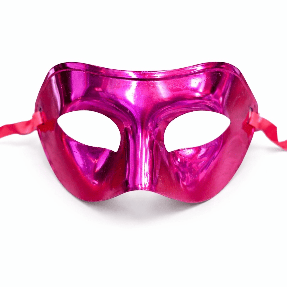 Metalize Parlak Parti Maskesi Pembe Renk 16x7 Cm