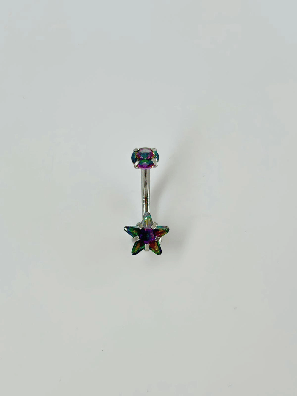 Mistik Topaz Taşlı Yıldız Detaylı Göbek Piercing