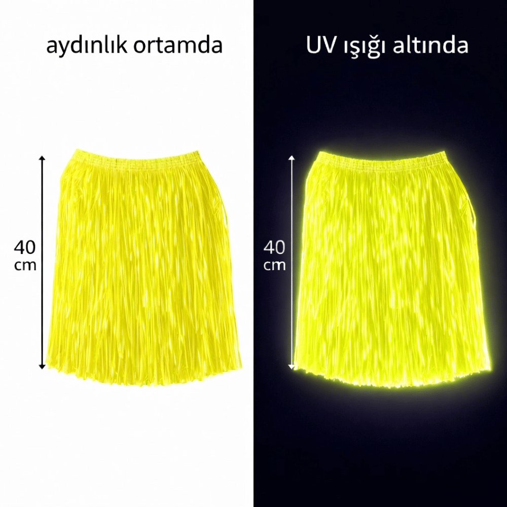 Neon Sarı Hawaii Parti Eteği 40 Cm