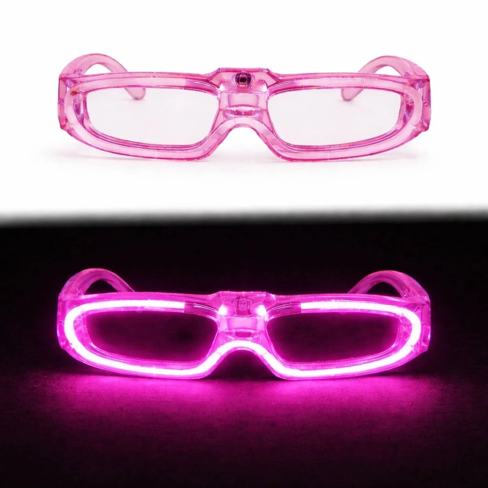 Pembe Led Işıklı Parti Gözlüğü 3 Modlu – Glow  Gece Eğlence Gözlüğü