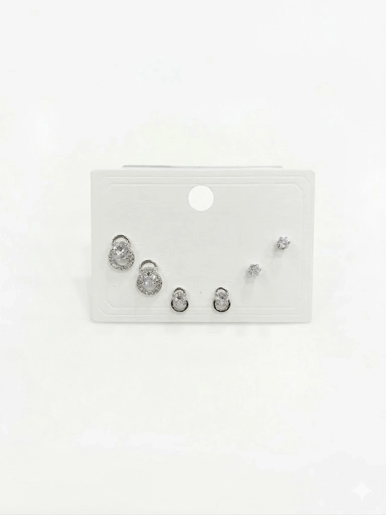 Taşlı Altılı Küpe