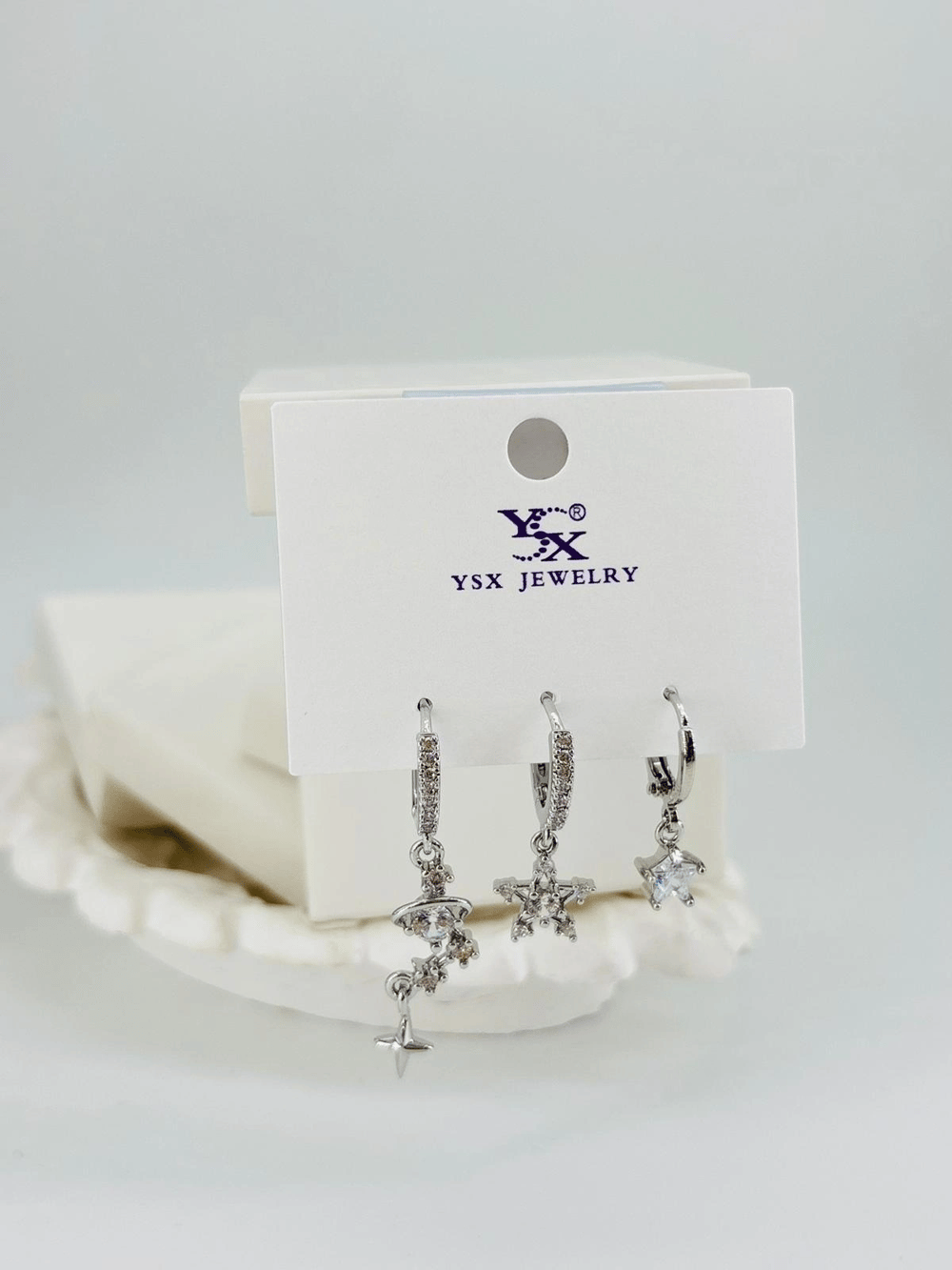 Yıldız Detaylı Üçlü Kombin Küpe