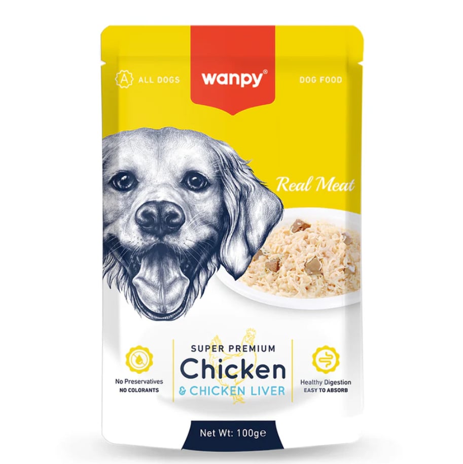 Wanpy Pouch Tavuklu & Ciğerli Yaş Köpek Maması 100 g