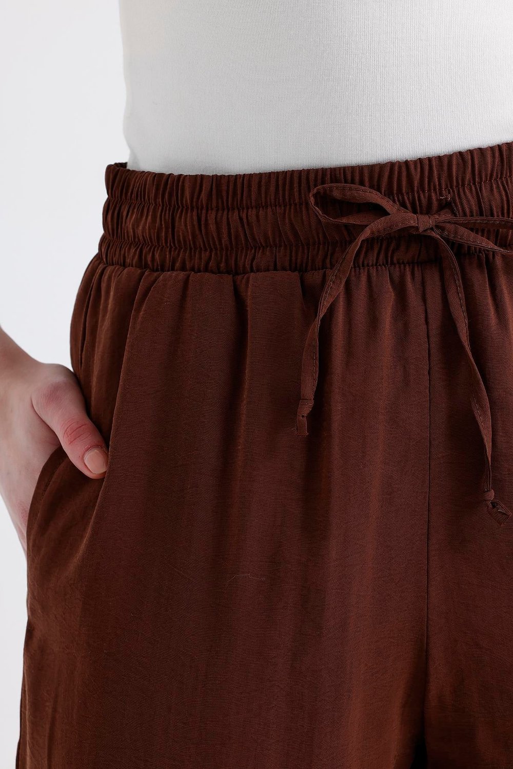 Dark Brown Modal Büzgü Paça