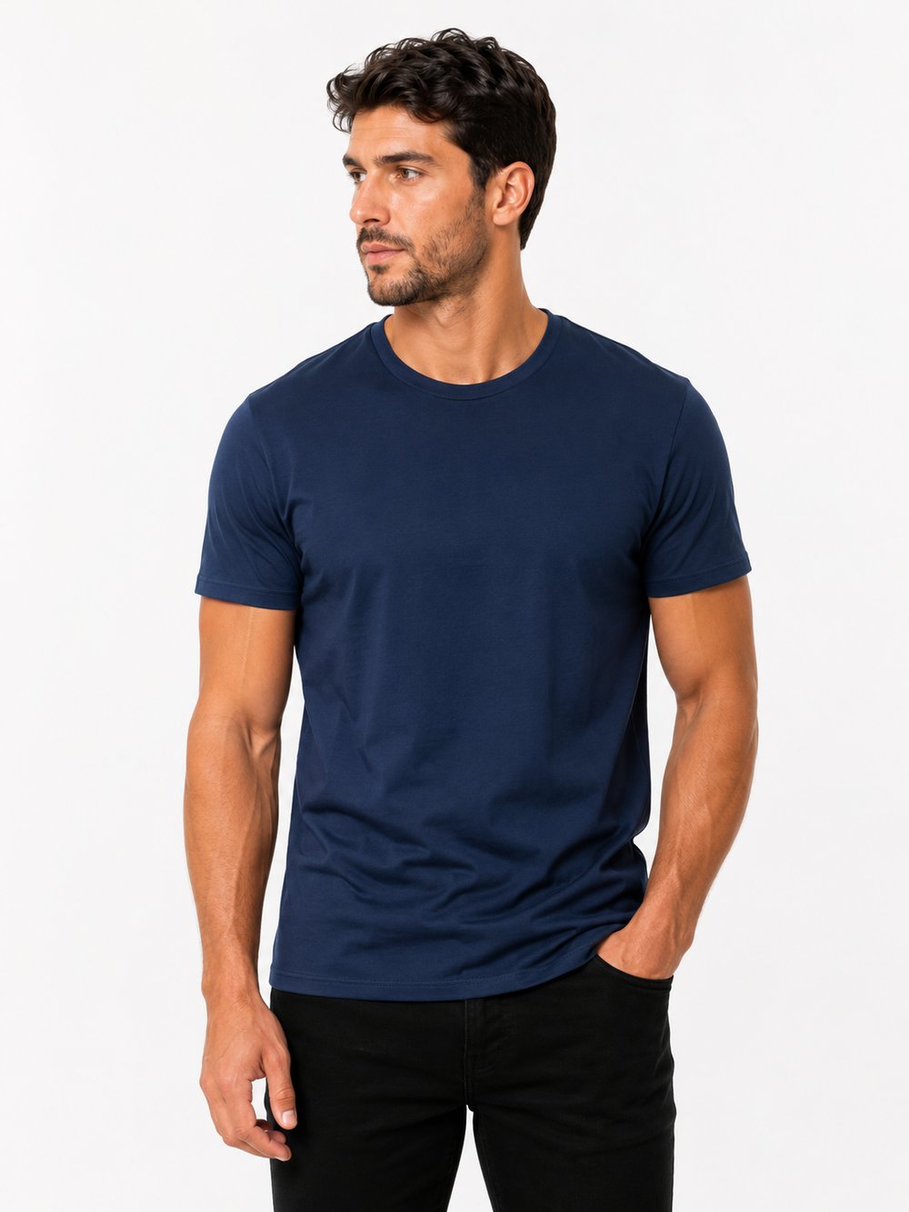 RB Lacivert Bisiklet Yaka T-shirt