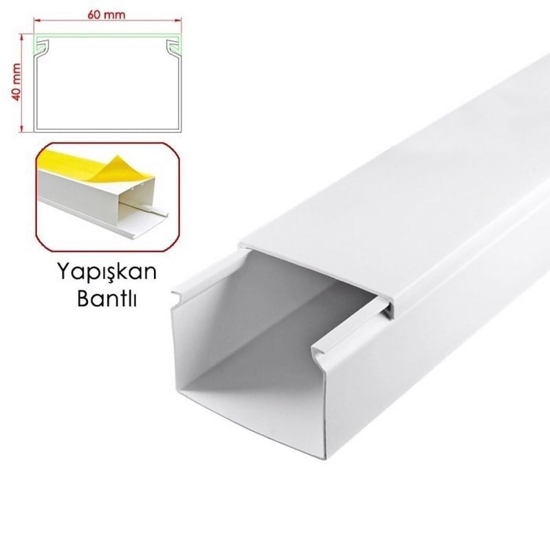 Depa 60 X 40 Yapışkan Bantlı Kablo Kanalı - Beyaz - 06004011