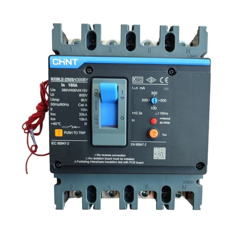 Chint 4 X 180 Amper 35 kA Kaçak Akım Korumalı Kompakt Şalter (Açtırma Bobinli) - 337265