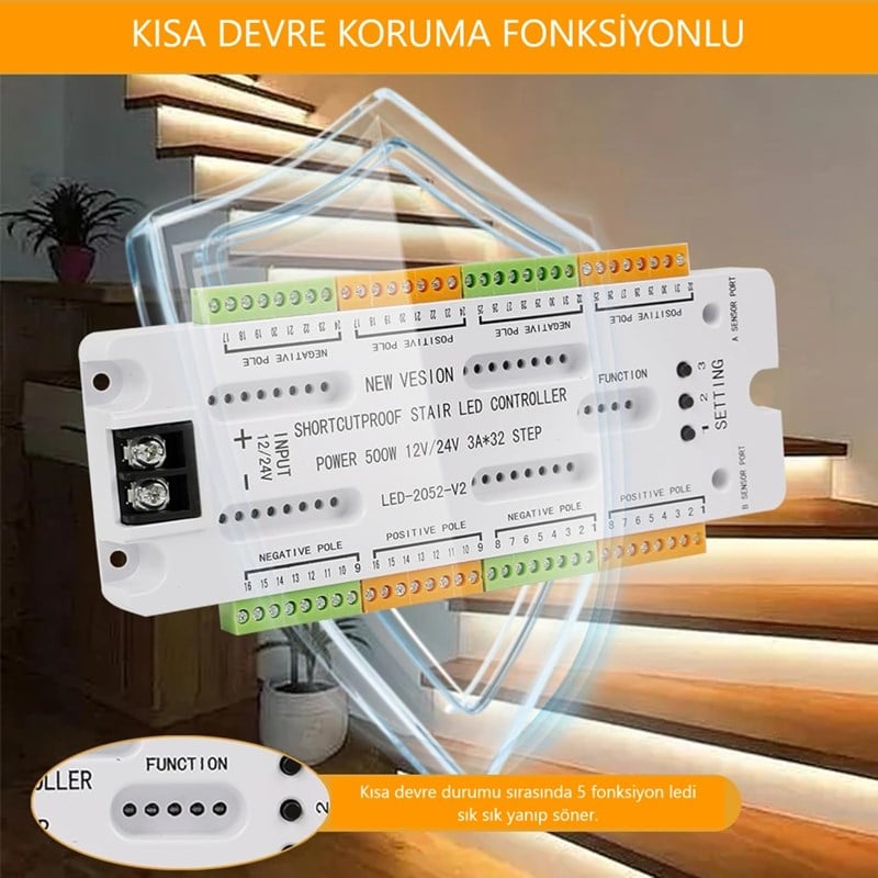 32 Basamak Sensörlü Merdiven Aydınlatma Modülü - AKM-209