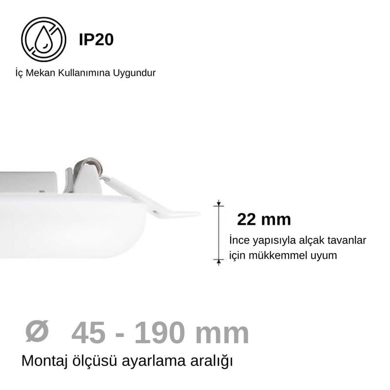 YCL 36 W Ayarlanabilir Backlight Led Panel - Gün Işığı (3000K) - Yuvarlak - Sıva Altı - ALP-1536G
