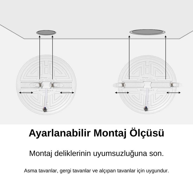 YCL 36 W Ayarlanabilir Backlight Led Panel - Gün Işığı (3000K) - Yuvarlak - Sıva Altı - ALP-1536G