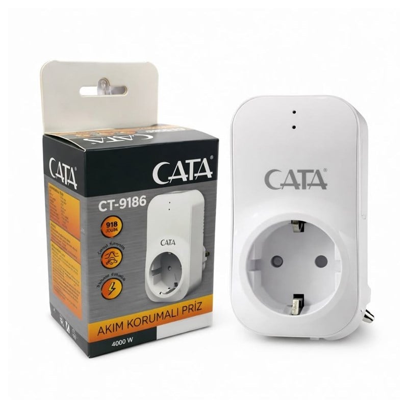 CATA 4000 W Akım Korumalı Topraklı Priz - 918 Joule - Beyaz - CT-9186
