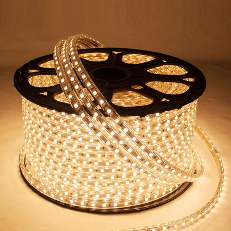 Hightek Trafosuz Şerit Led - Sarı Işık (4000K) - 120 Led - 220 V - Dış Mekan - HT7079