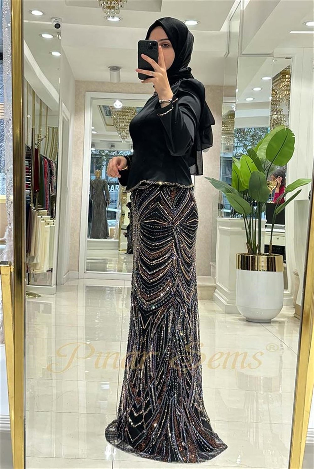 Pınar Şems Berceste Abiye Siyah