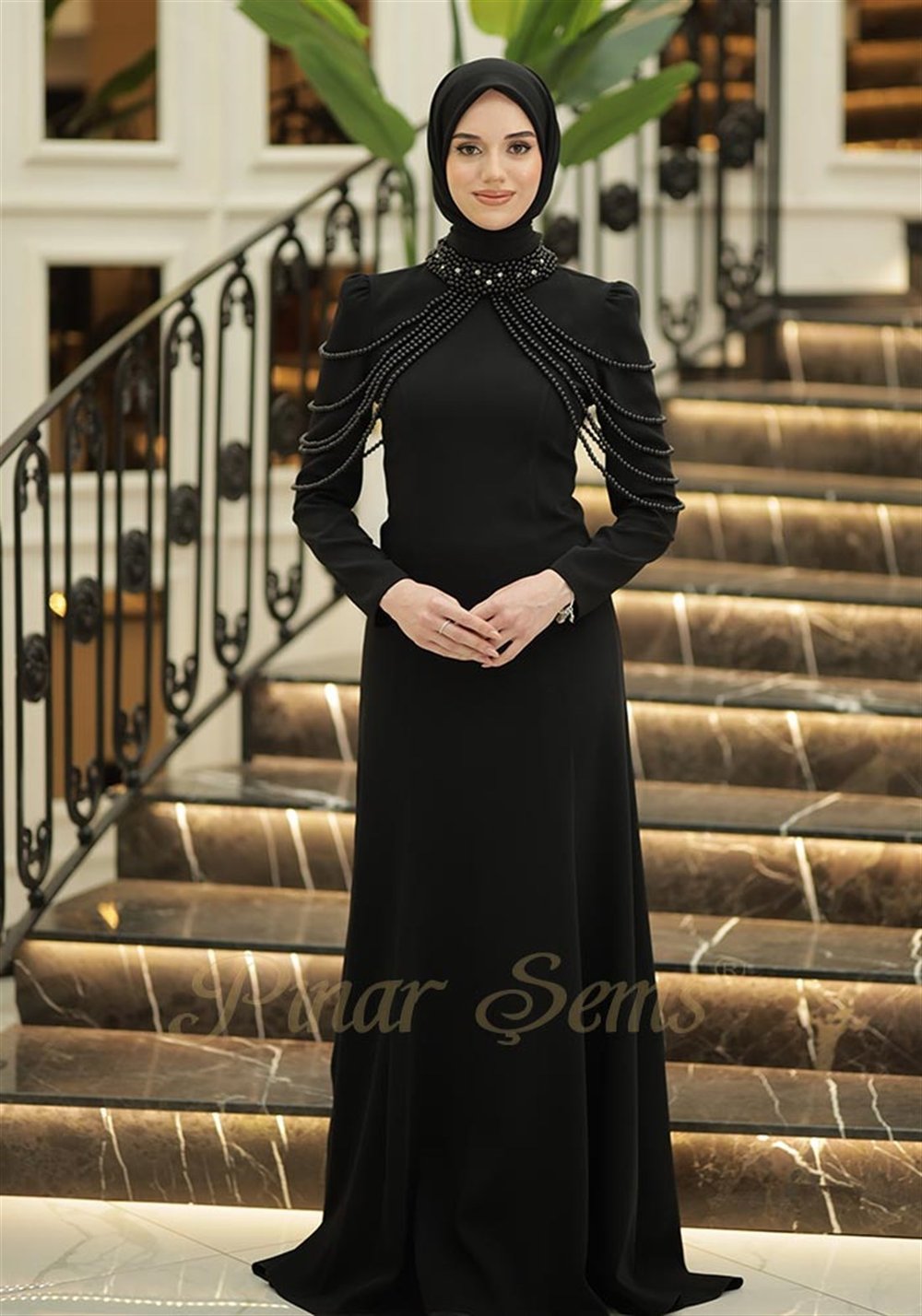 Pınar Şems İnci Nur Abiye Siyah
