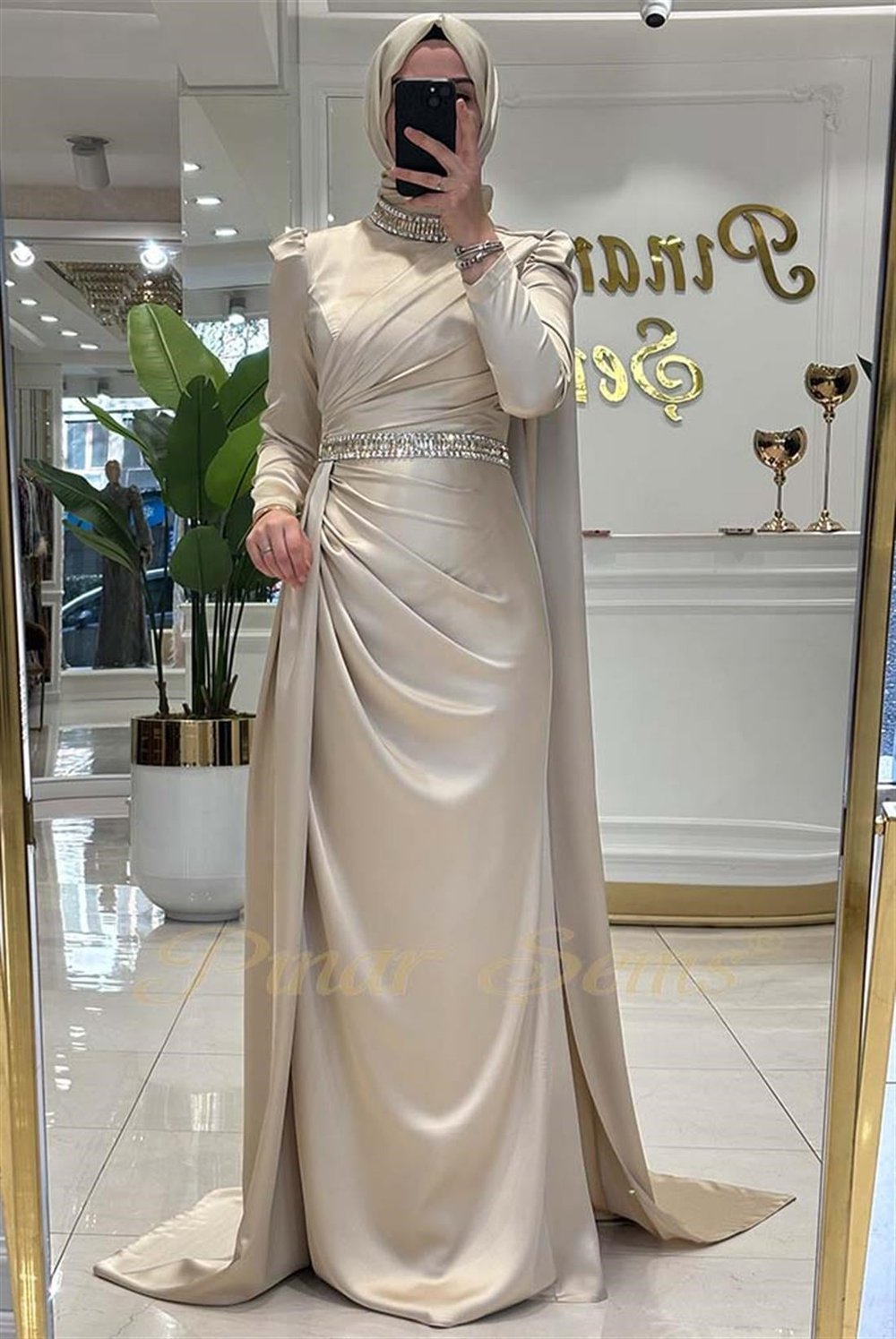 Pınar Şems Nisva Abiye Krem