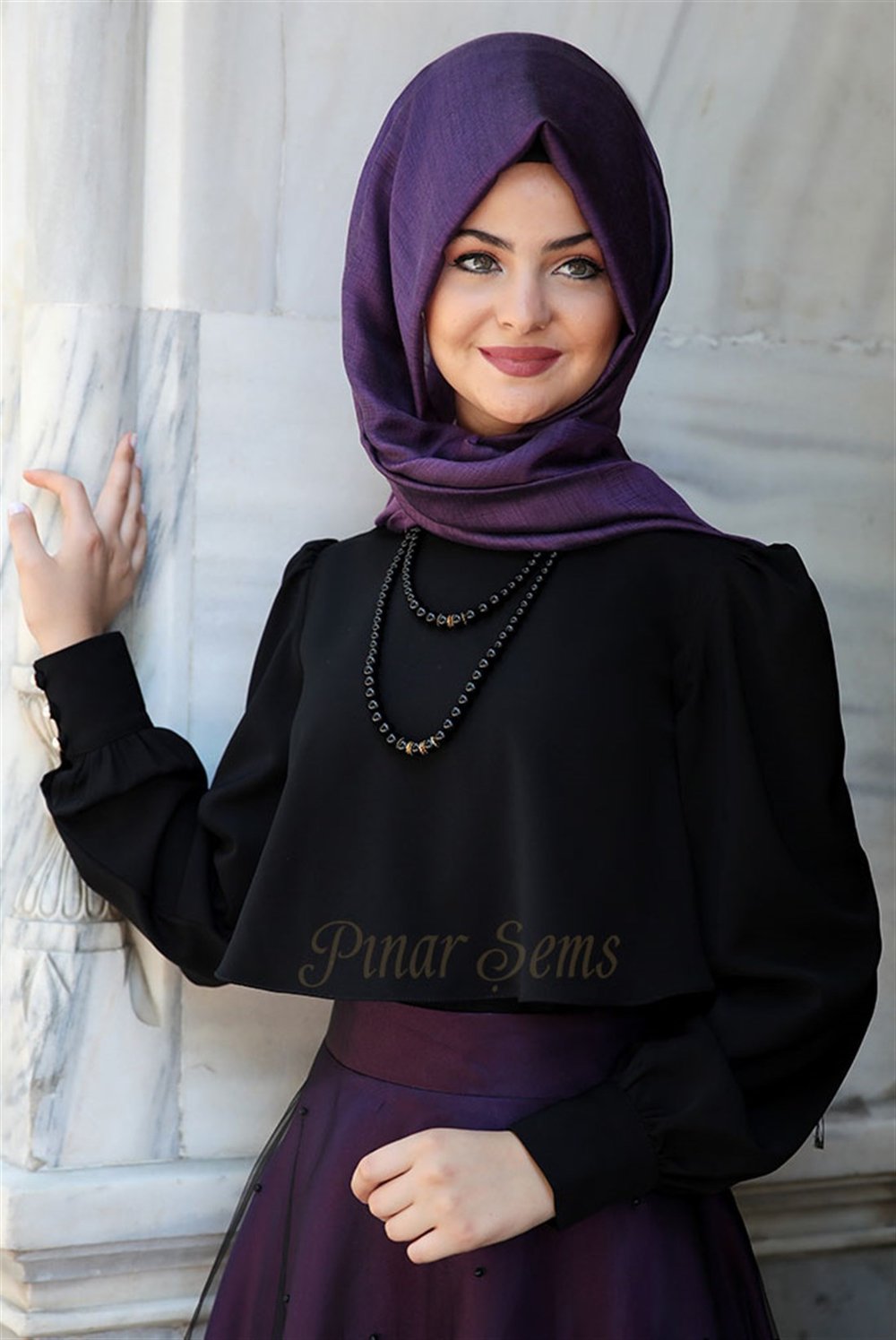 Pınar Şems Pelerinli Gömlek Siyah