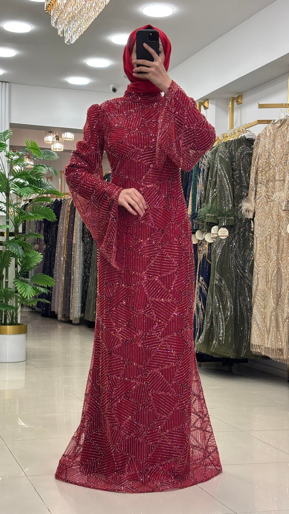 Pınar Şems Meriç Abiye Bordo