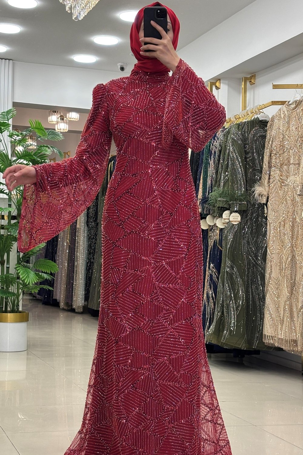 Pınar Şems Meriç Abiye Bordo