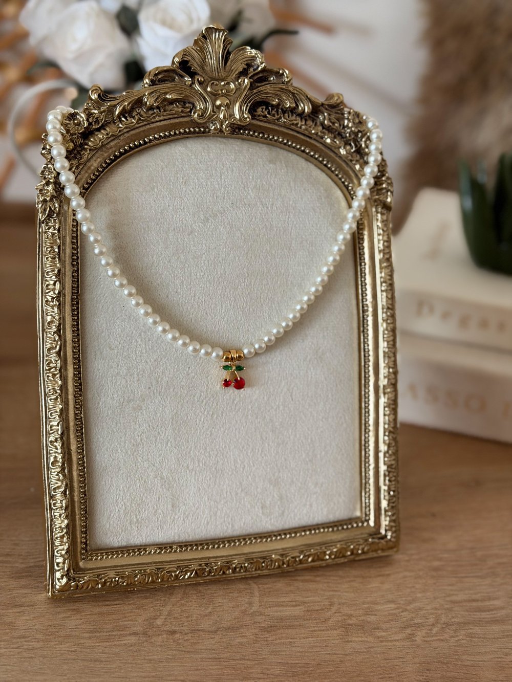 Kiraz Charm Cam İnci Kolye