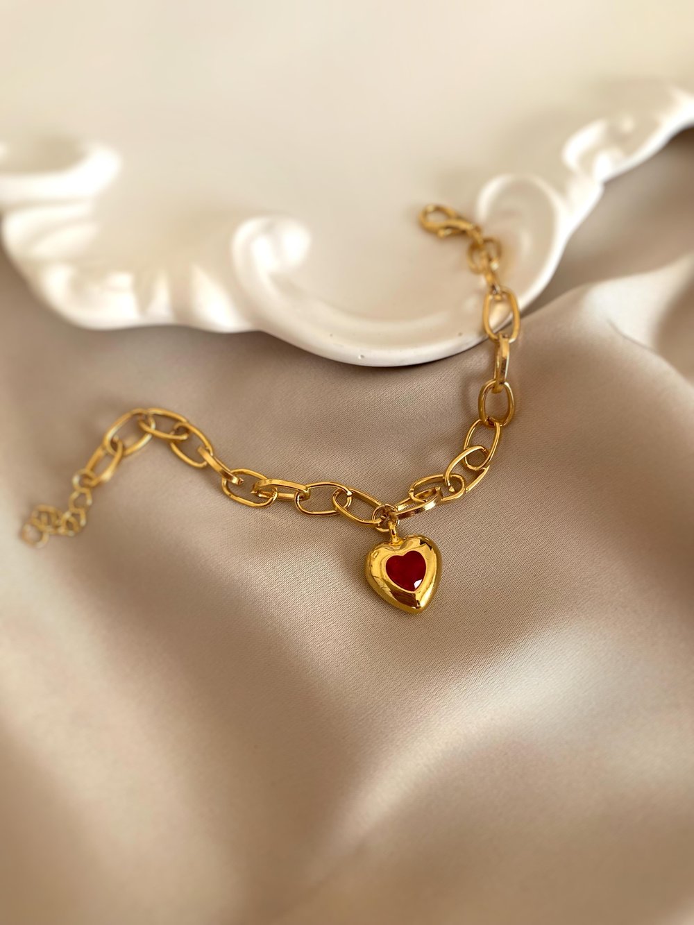 Zirkon Taş Kalp Charm Bileklik