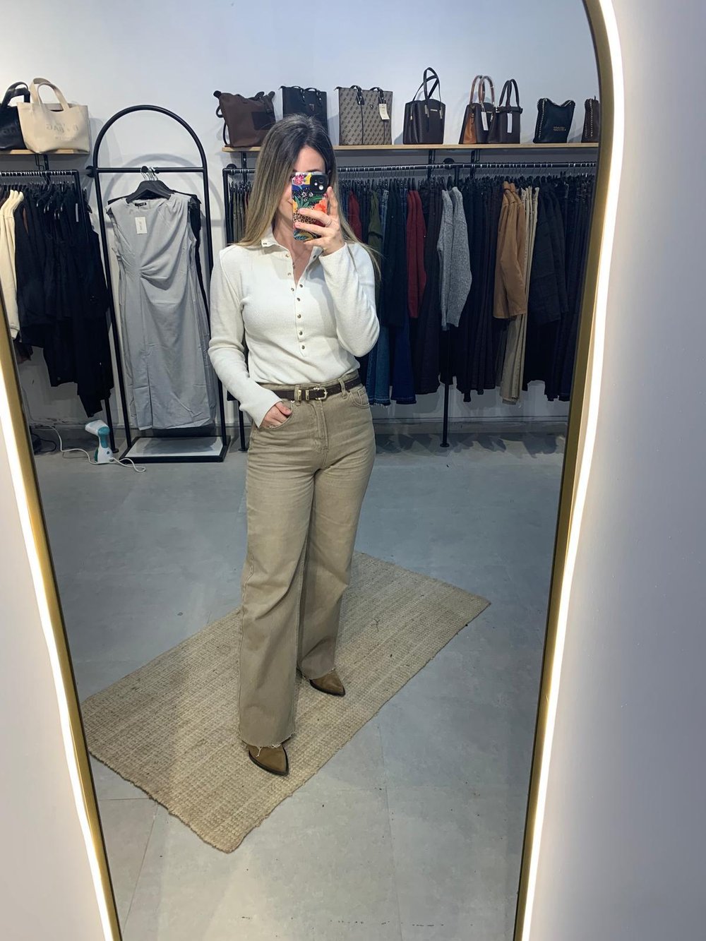 Bej Geniş Kesik Paça Wide Leg Kadın Jean Pantolon