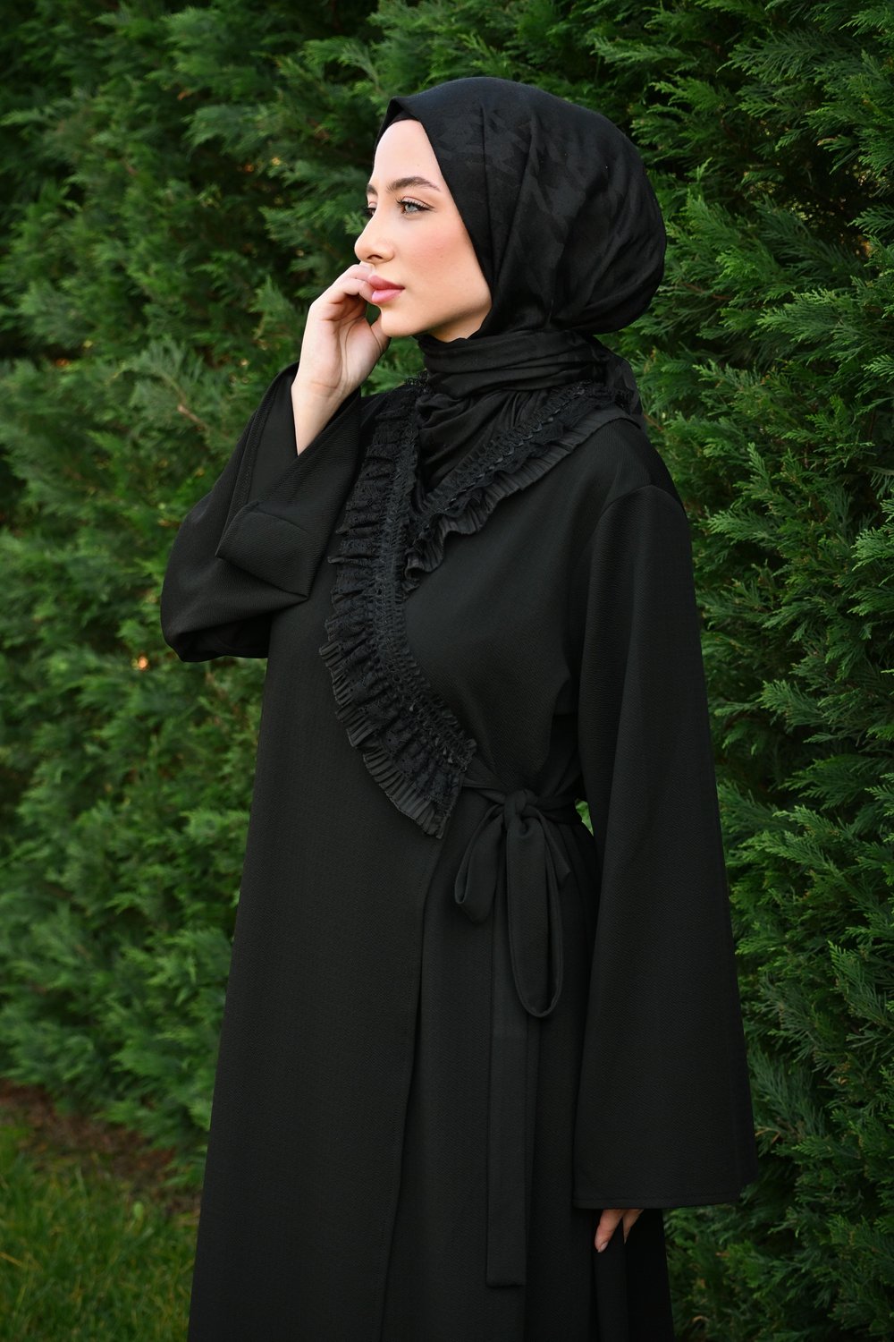 Hira Dantel İşlemeli Tek Parça Pratik Namaz Elbisesi