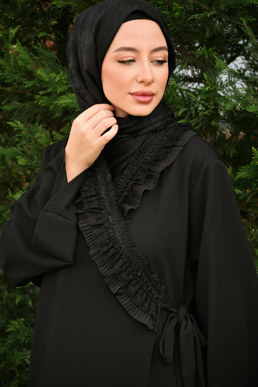 Hira Dantel İşlemeli Tek Parça Pratik Namaz Elbisesi