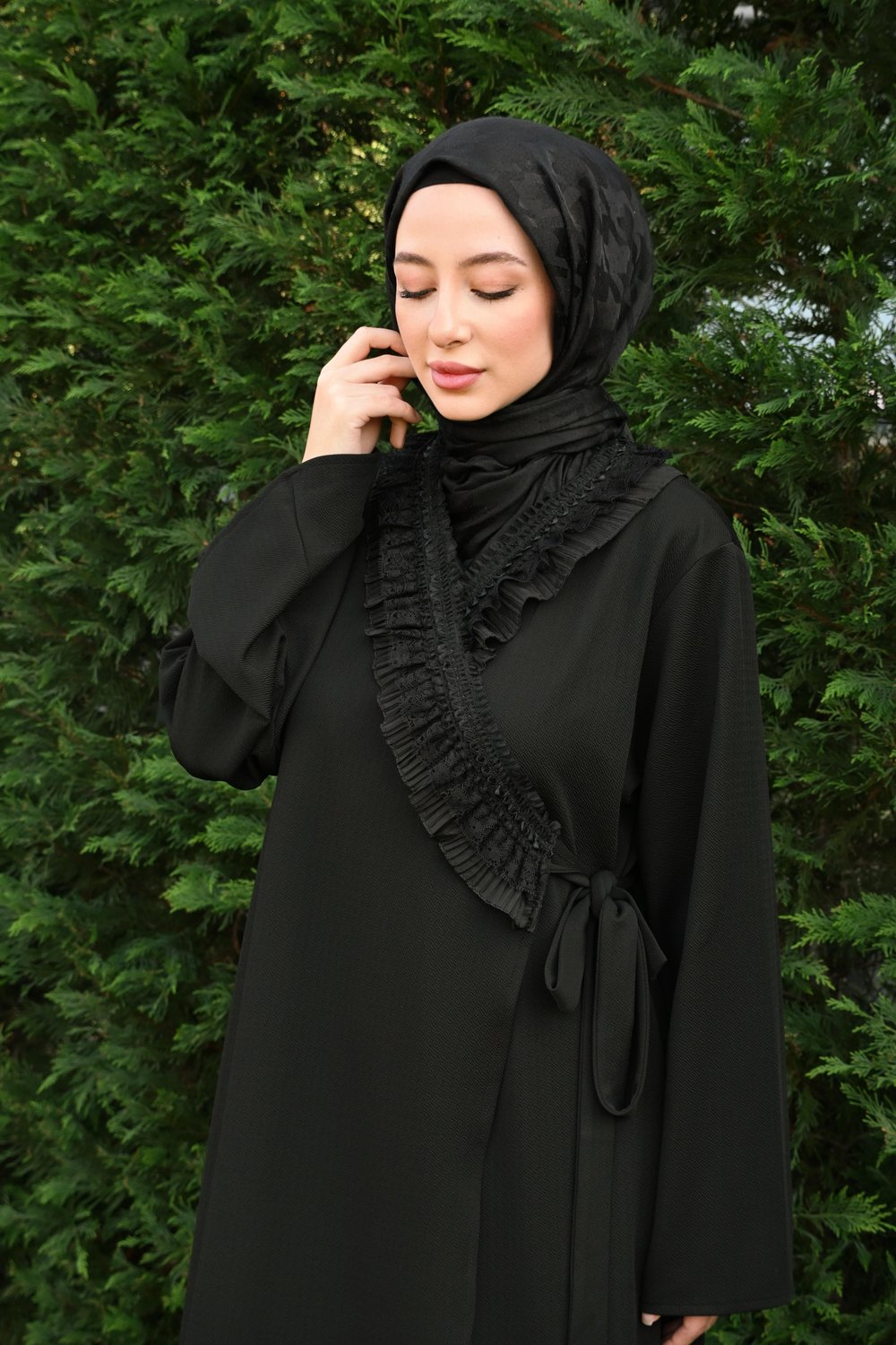Hira Dantel İşlemeli Tek Parça Pratik Namaz Elbisesi